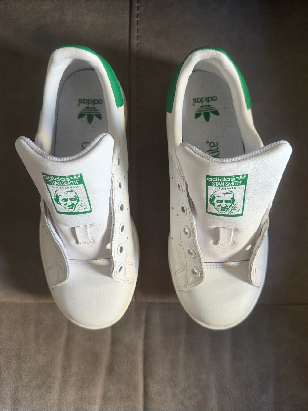 adidas Kids White and Green Low-Top Sneakers